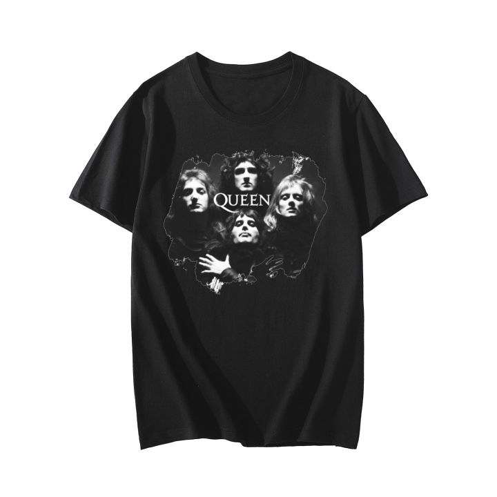 Queen T-Shirts Music Rock Band Skull Print Streetwear Men Women Vintage Fashion Oversized T Shirt Pure Cotton Tees Tops Clothing
