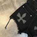 Sweet Cool Dark Gothic Hip Hop Streetwear Female Black Personality Summer Bandage Tassel Trend Jeans Raw Fringe Denim Shorts. 
