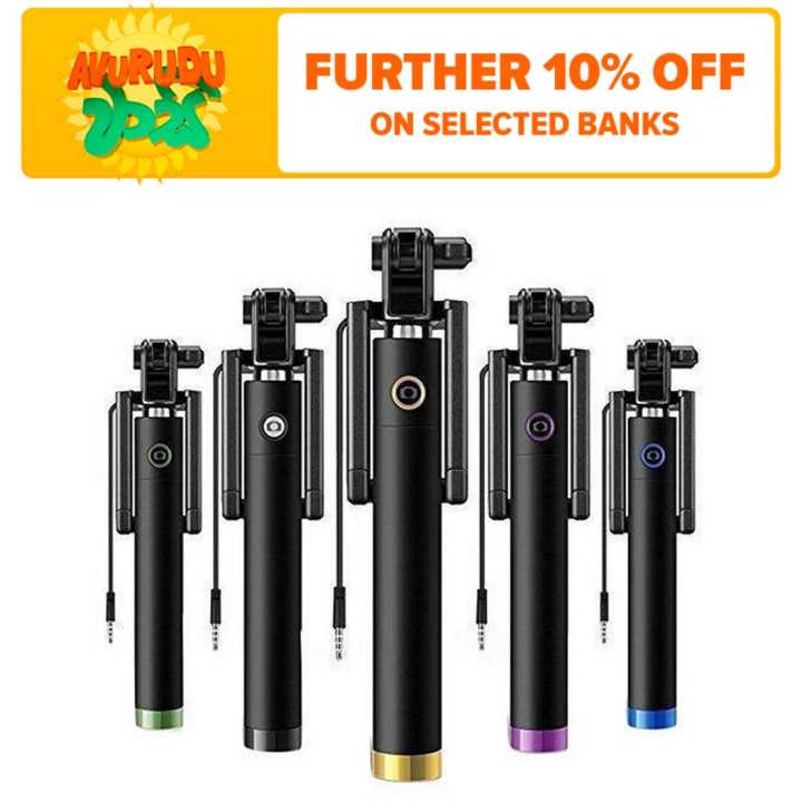 Extendable Wired Selfie Stick Phone Holder Remote Shutter Mono pod For Smartphone