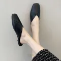 【ZOSR】TOP☆ Large Size Baotou Half Slippers Women 41-43 Fat Feet Wide 42 Korean Version All-Match Lazy Square Toe Flat Muller Shoes 40 CSKY. 