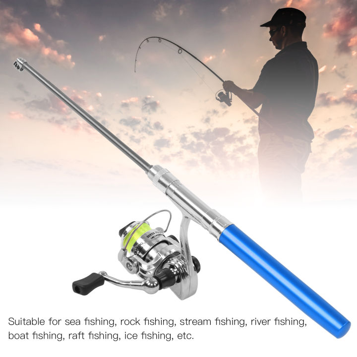 Mini Fishing Rod Portable Pen Shape Pole Pocket Retractable with