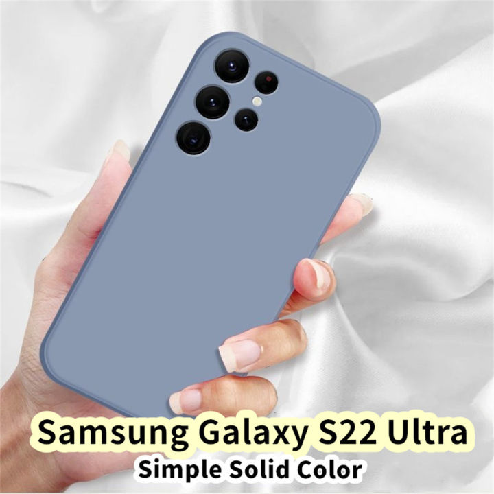 Original For Samsung Galaxy S22 Ultra Silicone Full Cover Case Classic Simple Solid Color Phone Case Cover