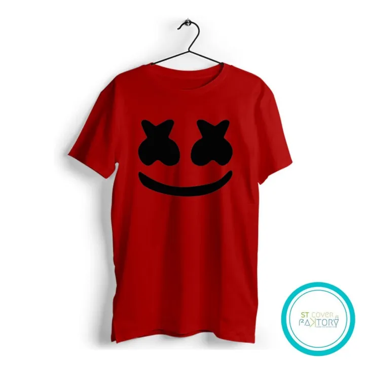 Marshmello red Tshirt  unisex  tees  designer tees  crew neck  silver white  red  blue  black