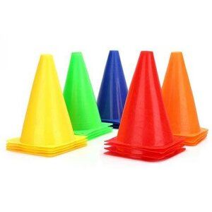 Agility Training Cone 23cm/9" 10pcs. Football Training Sports Cone, Soft Plastic Traffic Cone, Used for Basketball and Roller Skating Training (Size : 10pcs)