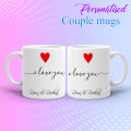 Anniversary Wedding Couple Set Personalized Unique Coffee Mug Set. 