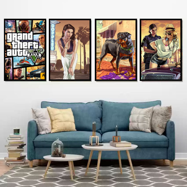 A4%20Sized%20Poster%20GTA%205%20Gaming%20Grand%20Theft%20Auto%20V%20Wall%20Posters%20PVC%20Framed%20Wall%20Decors%20-%20Image%203