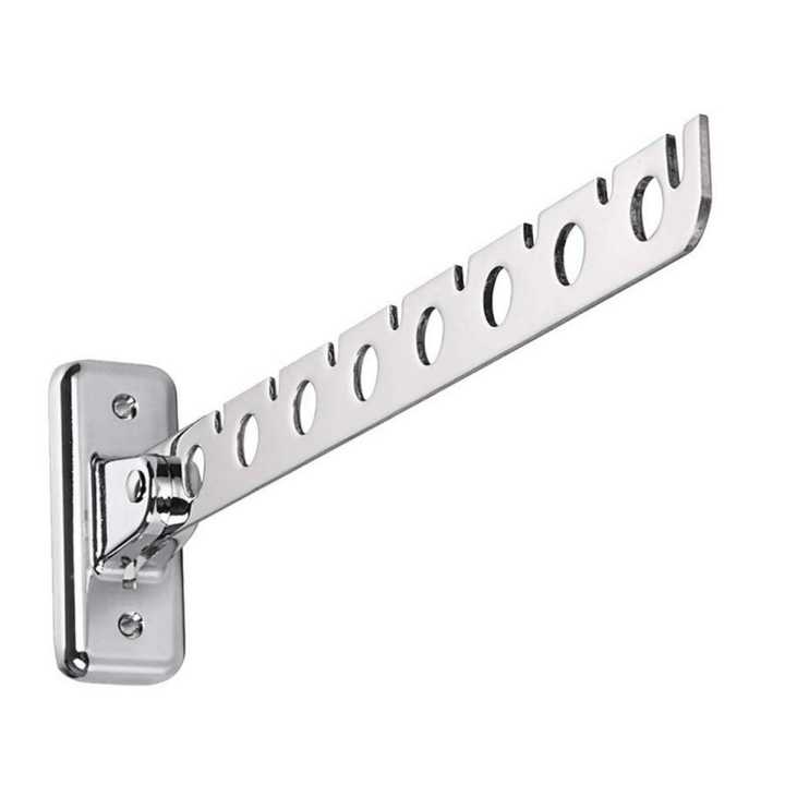 Folding Wall Mounted Clothes Hanger, Clothes Hook with Swing Arm Holder Clothing Hanging System, Closet Storage Organizer Heavy Duty Drying Rack(8 Holes)