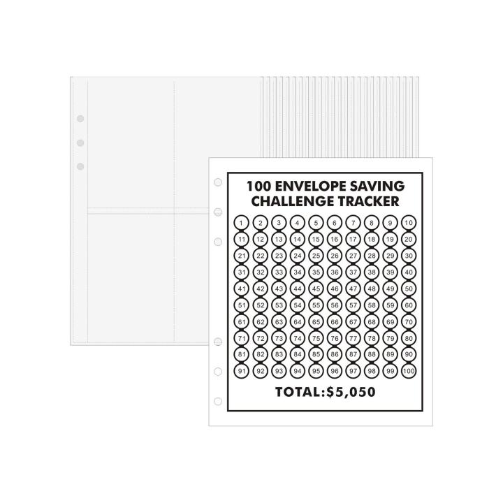 Zishfas 100 Day Challenge 100 Day Money Saving Challenge Binder Kit Planner Notebook Set for Transparent Cash Envelopes