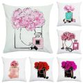 Fashion Brand Perfume Bottles Cushion Cover Sofa Pillow Case Home Decor Hand Painted Flowers Pillowcase Sofa Throw Pillows. 