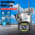 V380,IP security camera CCTV 8MP 4G SIM Camera , Outdoor waterproof belt alarm 360 pan tilt CCTV dual lens camera. 