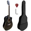 41'' Jumbo Size Cutaway Hand made Acoustic Box Guitar with Bag, pick, Alen Key Proffessional guitar for adults beginners. 