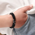 Handmade A-Z Letter Stone Bracelets -for Men Women Couple Jewelry- 6mm Black Matte Beads Bracelets Lover Valentine Day Gift. 