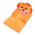 Foldable Kids Sofa Soft Flip Open Cartoon Animal Toddler Couch Orange 2 Layers. 