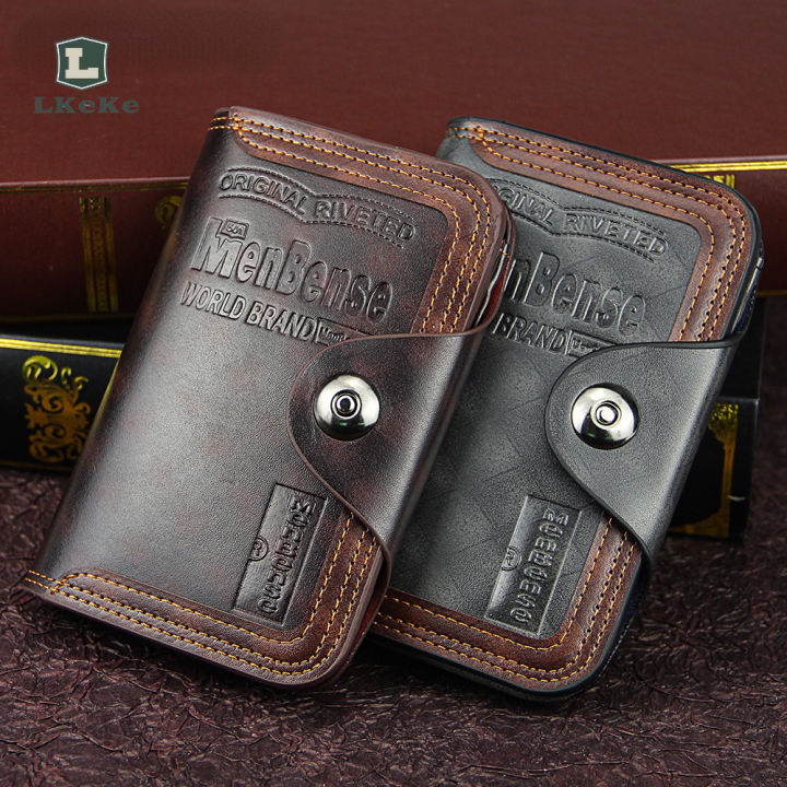 L KeKe Men's Wallet Fashion Vintage Multi-card Slot Wallet with Magnetic Buckle