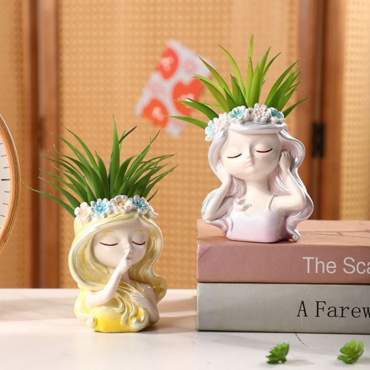 Cute Fairy Pot Cartoon Handmade Succulents Flower Pot Resin Crafts Waterproof Figure Planter Home