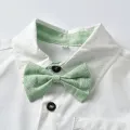 top and top Summer Kids Boy Gentleman Clothes Set Short Sleeve Shirt Tops+Suspender Shorts Casual Outfits Little Boys Clothing. 