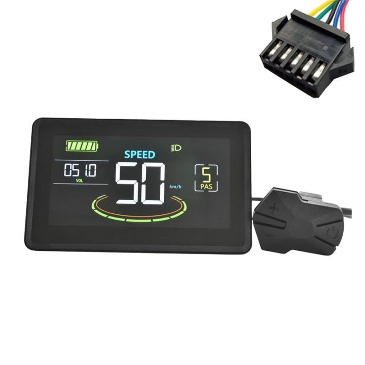 H6C Electric Bike LCD Display Meter 24V-60V E Scooter LCD Panel Color Screen With USB UART For Electric Bike Replacement Parts Accessories (SM 5PIN)