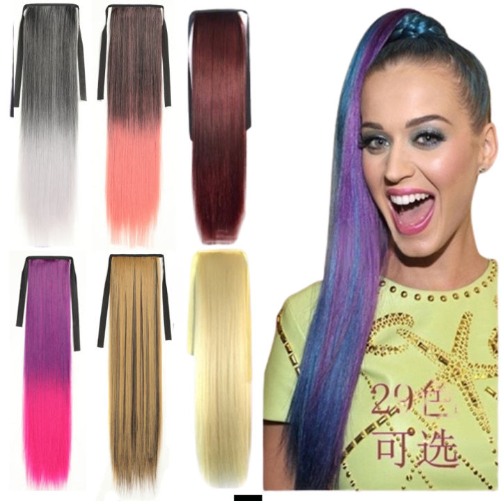 Long Straight Hair Pony Wig Ponytail Tail Hair Cosplay Hair Wig Fiber Synthetic Fake Hair Extensions For Women C680 B