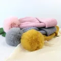 Warm Baby Hat with Soft Pompom - Elastic Children Bonnet. 