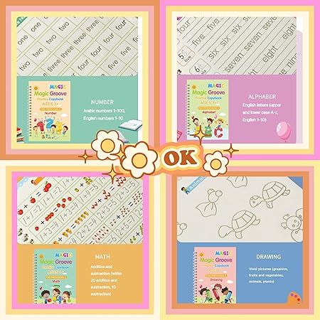 Kids%20Magic%20Writing%20Book%20Set%20-%204%20Pack%20Magical%20Copybooks%20with%20Three-Dimensional%20Groove%20Design,Reusable%20Handwriting%20Practice%20Copybook%EF%BC%8CCursive%20writing%20workbook%20for%20age%203-8%20-%20Image%204