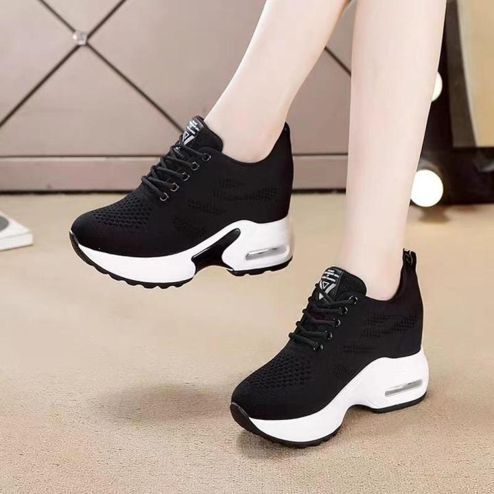 Height Increasing Shoes Children2023New Spring and Summer Black Women's Shoes Thick Bottom Versatile Korean Casual Sneakers Women