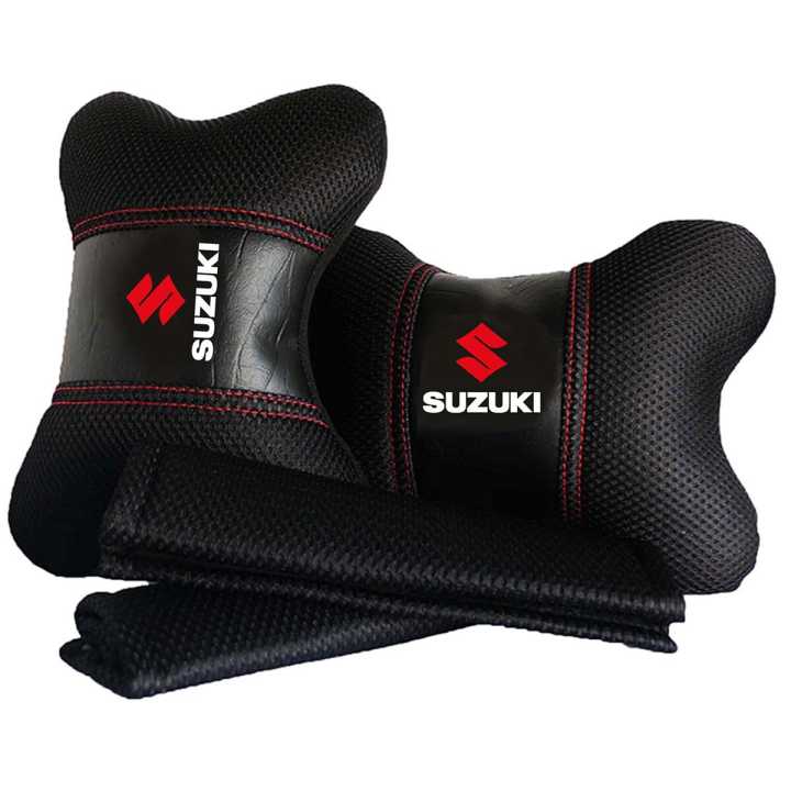 Suzuki High Quality Headrest Pillows 2 Pieces With Seat Belt Straps 2 Pieces