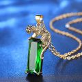 【ALLGOOD】Fashion Panther Inlaid Green Crystal Pendant Necklace Exquisite Women's Necklace Party Jewelry Accessories Personalized Gifts. 