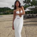 CUTENOVA Strapless Cut Out Bodycon Maxi Dress Women Off Shoulder Backless Solid White Sundress 2024 Summer Beach Y2K Clothe. 