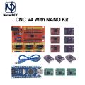 CNC Shield V4 Expansion Board +NANO 3.0 with usb for Arduino+3pcs Stepper Motor Driver A4988/DRV8825/AT2100 Kit for 3D Printer. 