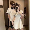 You Wear My Dress Summer Couple Wear One Dress One Dress ins Pure Desire Style French Style polo Collar T Shirt Puff Sleeve Dress. 