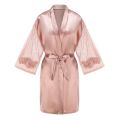 Rose Gold Bridesmaid Team Bride Robes With Lace Mesh Sleeve Sister Mother Bathrobe Maid Of Honor Kimono Wedding Gift. 