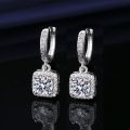 Live Hot Selling Fashion Popular Princess Square Bag 1 Karat Imitation Moissanite Silver Earrings Women's Zircon Ear Buckle Earrings. 