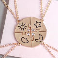 3/4 Piece Set Best Friends Friendship Necklace Sun Moon Cloud Star Inlaid Rhinestone Stitching Necklace. 