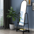 Mirror Stand Rack Dressing Table Mirror Standing Mirror - Freestanding Mirror with Metal Frame, Tilting Mirror and Casters - Standing Mirror with Storage Shelf - Full Length Floor Mirror. 