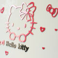 Hello Kitty Wall Sticker Acrylic 3D Solid Crystal Hello Kitty Wall Decoration Stickers Office Decoration Ideas. 