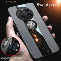 Lereach Woven Cloth Case for Huawei Mate 50 Pro Shockproof Back Cover Phone Case with Separate Ring Stand. 