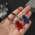 Game Dmc Devil May Dante Pendant Necklace Red Blue Gem Cosplay Necklaces Long Rope Neck Chain Vintage Jewelry for Women Men. 