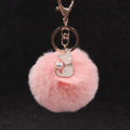 Cute Pompom Cat Key Chain Fluffy Fur Key Ring Bag Car Trinket Female Party Gift. 