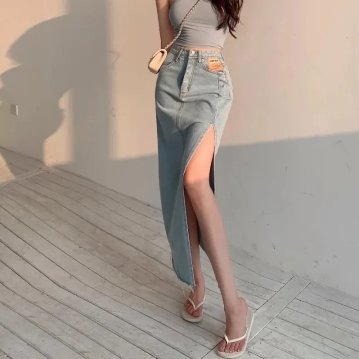 DEEPTOWN%20Long%20Denim%20Skirt%20Vintage%20Women%20Solid%20High%20Waist%20A-LINE%20Slim%20Korean%20Style%20Jean%20Slit%20Midi%20Skirt%20Summer%20Fashion%20Girl%20-%20Image%206