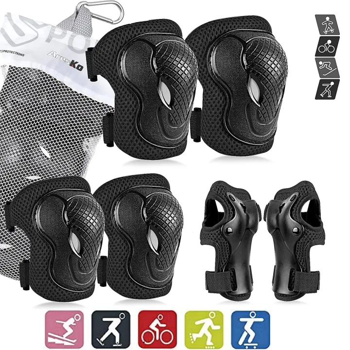 Bicycle%20Safety%20Protector%20Kit%206PCS%20for%20kids%20and%20youth%20Knee%20Elbow%20Wrist%20Pads%20Guards%20Protective%20Equipment%20for%20Cycling%20Scooter%20Knee%20Pads%20Set%20-%20%20Pink,%20Blue,%20Red,%20Black%20-%20Image%202