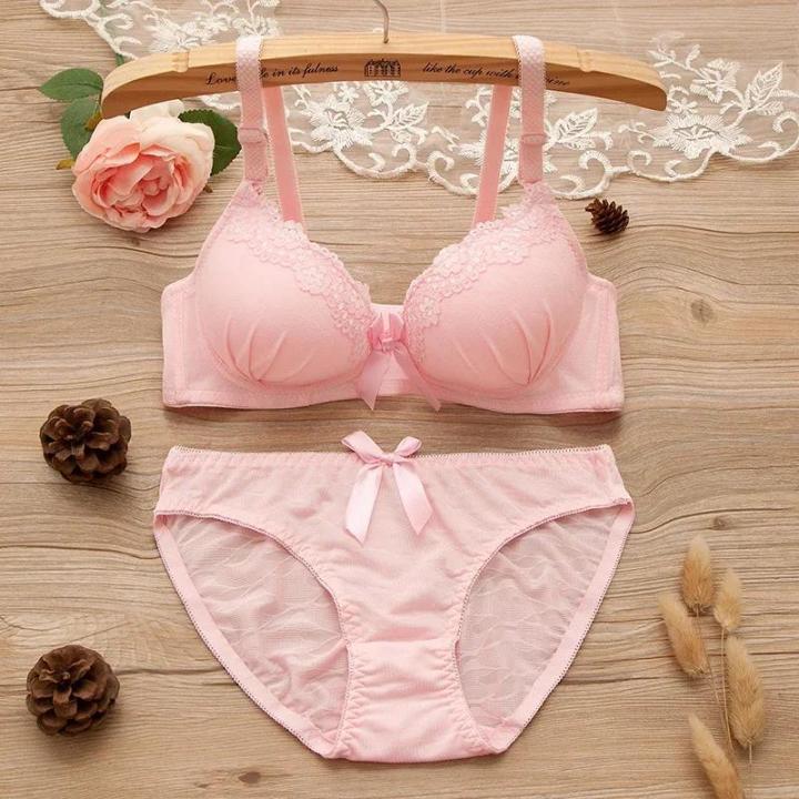 Girl%20Sweet%20Wireless%20Bra%20Lace%20Bows%20Underwear%20Sets%20Breathable%20Small%20Breast%20Bralette%20Top%20Briefs%20for%20Women%20Teen%20Girl%20Lingerie%20Suits%20-%20Image%204