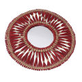 Seagrass Wall Mirror Woven Hanging Wall Mirror Decorative HD Mirror Antique Lightweight Easy To Use Round Fashionable for Bedroom. 