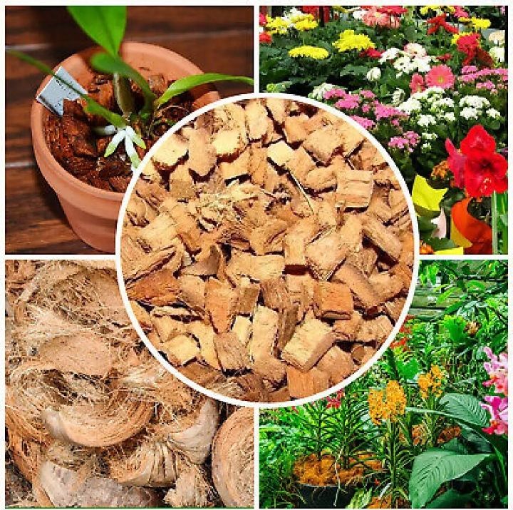 Coconut Husk Chips/Pieces for Gardern, Orchids-500g Pkt