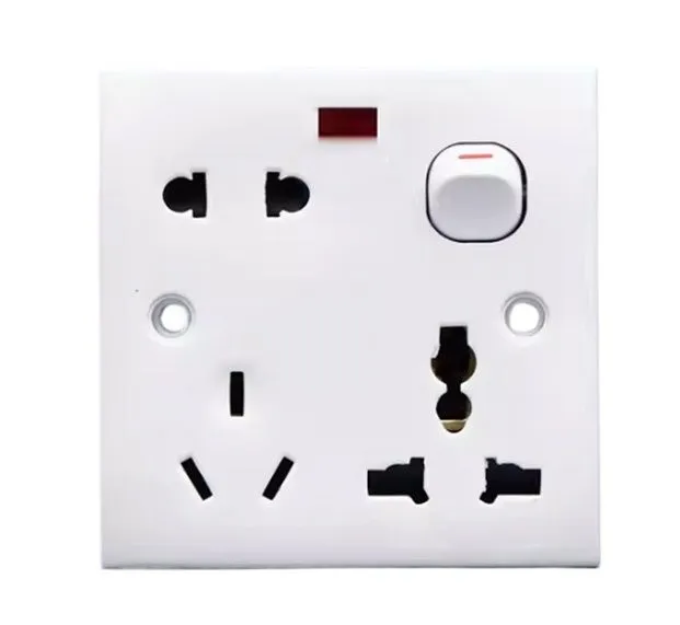 Universal wall switch socket 8 hole 2 pin & 3 pin socket multi plug ...