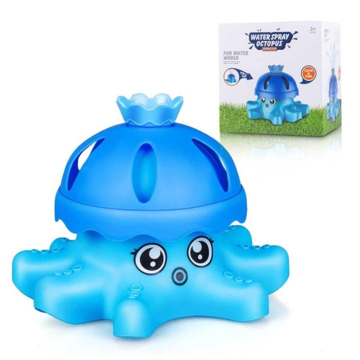 Kids Outdoor Water Sprinkler Octopus Toys, Toddlers Spray Water Bathtub Game Summer Backyard Lawn Bath Sprinkler Toy Nozzles And Spinning Hat For Girl Boys Play