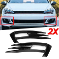 4x for Golf 7 MK7 2013-2017 Gloss Black Car Bumper Fog Light Grille Cover Trim. 