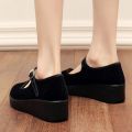 Spring and Summer Polyurethane Old Beijing Cloth Shoes Women's Single-Layer Shoes Platform Flat Low-Cut Hotel Work Shoes Black Cloth Shoes. 
