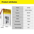 301425 3.7v 80mAh Li-ion Li-Po Cells Lithium Polymer Rechargeable Battery For Bluetooth GPS MP3 MP4 Recorder. 