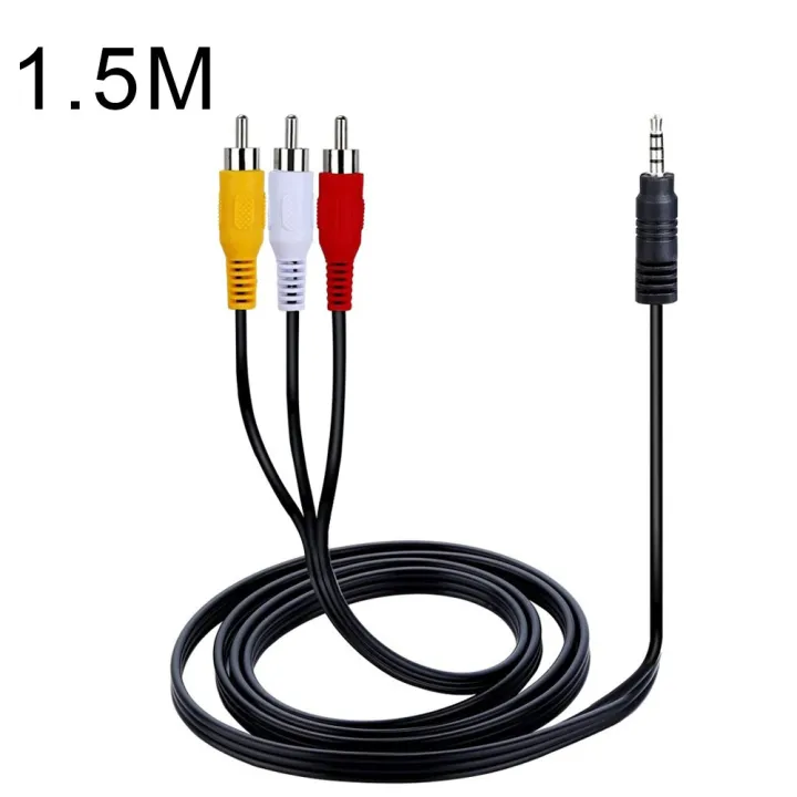 RCA Cable Male to 3 RCA 3.5mm Jack Adapter Audio Aux AV Cable Cord for DVD Player Recorder HiFi VCR TV Stereo 1.5M