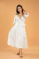 Esme Wrap Around Midi Dress-White. 